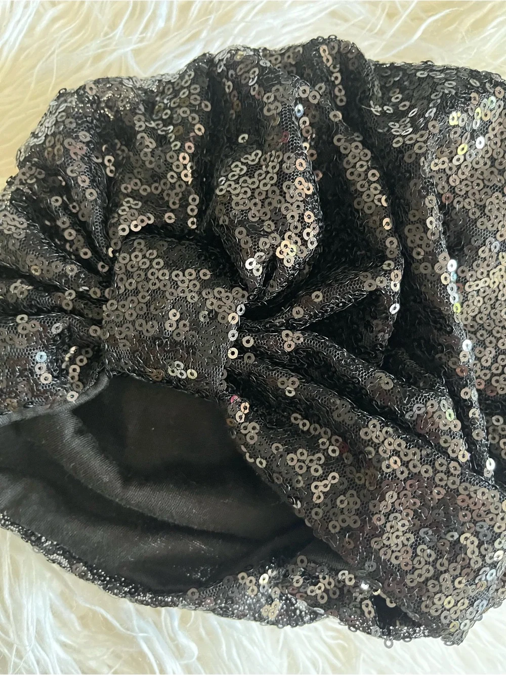 Classic Black sequin head turban